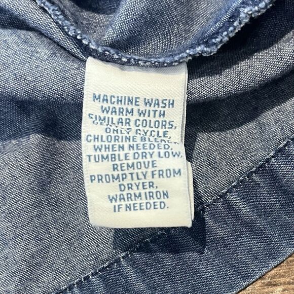 Go Softly Dress XL Embroidered Floral Short Sleeve Zip-Front Denim Patio Mumu - Picture 13 of 13